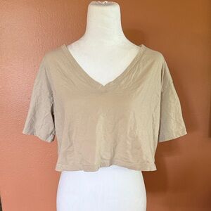 H&M Beige V-Neck Crop Top